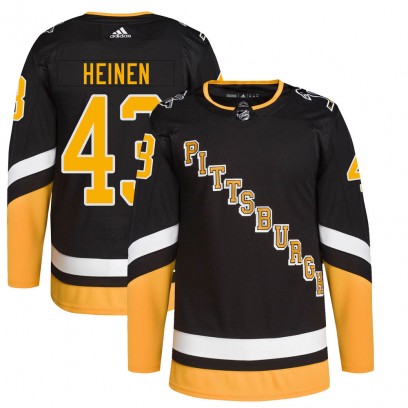 Men's Authentic Pittsburgh Penguins Danton Heinen Adidas 2021/22 Alternate Primegreen Pro Player Jersey - Black