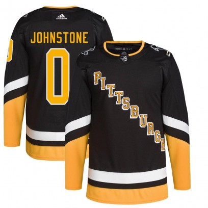 Men's Authentic Pittsburgh Penguins Marc Johnstone Adidas 2021/22 Alternate Primegreen Pro Player Jersey - Black