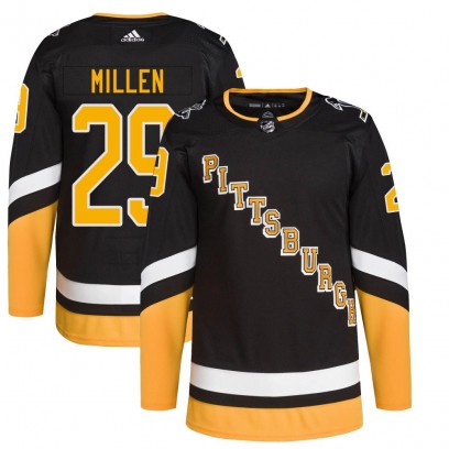 Men's Authentic Pittsburgh Penguins Greg Millen Adidas 2021/22 Alternate Primegreen Pro Player Jersey - Black