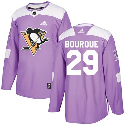 Youth Authentic Pittsburgh Penguins Phil Bourque Adidas Fights Cancer Practice Jersey - Purple