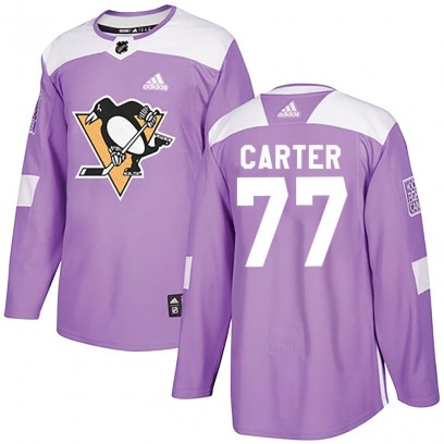 Youth Authentic Pittsburgh Penguins Jeff Carter Adidas Fights Cancer Practice Jersey - Purple