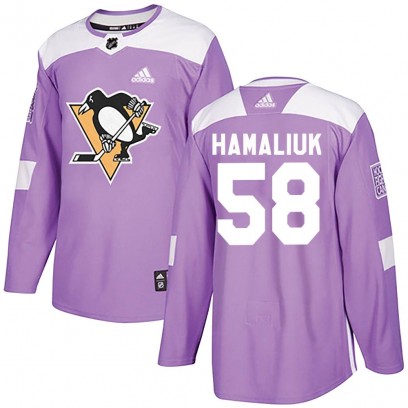 Youth Authentic Pittsburgh Penguins Dillon Hamaliuk Adidas Fights Cancer Practice Jersey - Purple