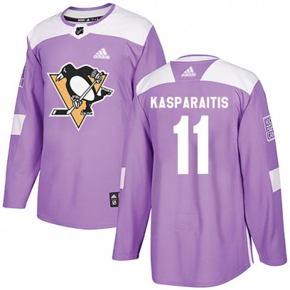 Youth Authentic Pittsburgh Penguins Darius Kasparaitis Adidas Fights Cancer Practice Jersey - Purple