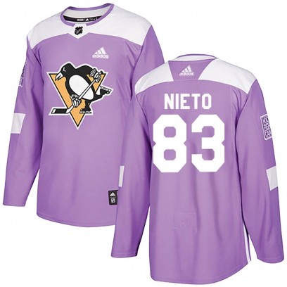 Youth Authentic Pittsburgh Penguins Matt Nieto Adidas Fights Cancer Practice Jersey - Purple