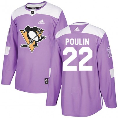 Youth Authentic Pittsburgh Penguins Sam Poulin Adidas Fights Cancer Practice Jersey - Purple