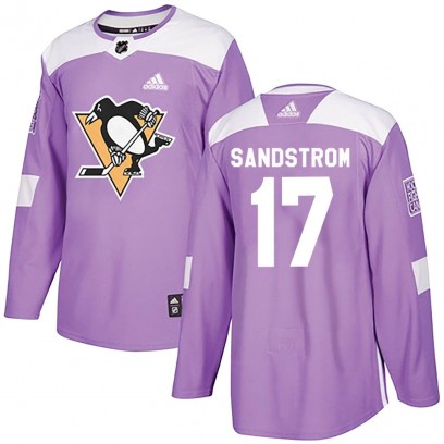 Youth Authentic Pittsburgh Penguins Tomas Sandstrom Adidas Fights Cancer Practice Jersey - Purple