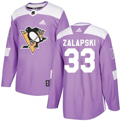 Youth Authentic Pittsburgh Penguins Zarley Zalapski Adidas Fights Cancer Practice Jersey - Purple