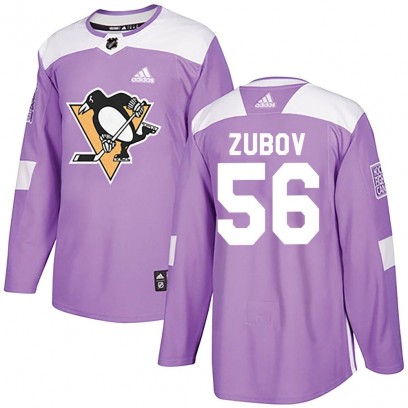 Youth Authentic Pittsburgh Penguins Sergei Zubov Adidas Fights Cancer Practice Jersey - Purple