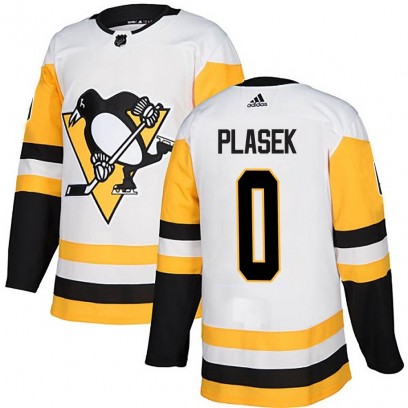Men's Authentic Pittsburgh Penguins Karel Plasek Adidas Away Jersey - White