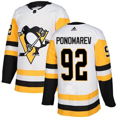 Men's Authentic Pittsburgh Penguins Vasily Ponomarev Adidas Away Jersey - White