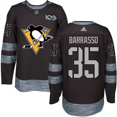 Men's Authentic Pittsburgh Penguins Tom Barrasso 1917-2017 100th Anniversary Jersey - Black