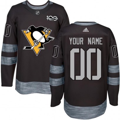 Men's Authentic Pittsburgh Penguins Custom Custom 1917-2017 100th Anniversary Jersey - Black