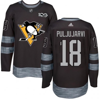 Men's Authentic Pittsburgh Penguins Jesse Puljujarvi 1917-2017 100th Anniversary Jersey - Black