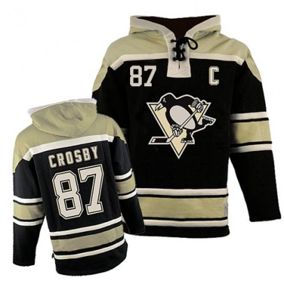 Youth Authentic Pittsburgh Penguins Sidney Crosby Old Time Hockey Sawyer Hooded Sweatshirt - Black