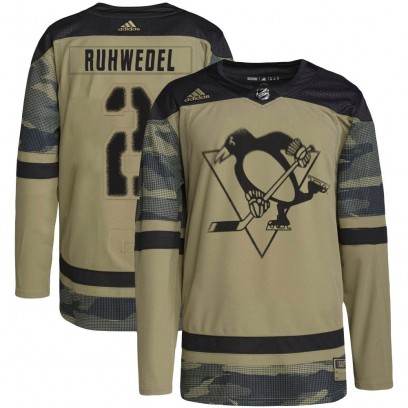 Youth Authentic Pittsburgh Penguins Chad Ruhwedel Adidas Military Appreciation Practice Jersey - Camo
