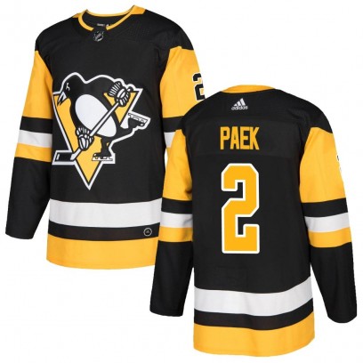 Men's Authentic Pittsburgh Penguins Jim Paek Adidas Home Jersey - Black