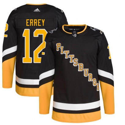 Men's Authentic Pittsburgh Penguins Bob Errey Adidas 2021/22 Alternate Primegreen Pro Player Jersey - Black