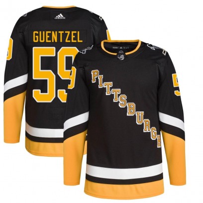 Men's Authentic Pittsburgh Penguins Jake Guentzel Adidas 2021/22 Alternate Primegreen Pro Player Jersey - Black