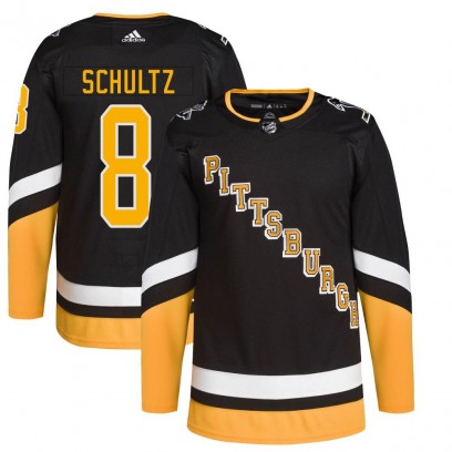 Men's Authentic Pittsburgh Penguins Dave Schultz Adidas 2021/22 Alternate Primegreen Pro Player Jersey - Black