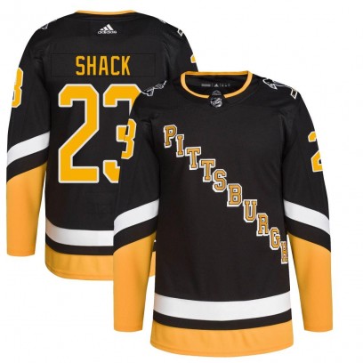 Men's Authentic Pittsburgh Penguins Eddie Shack Adidas 2021/22 Alternate Primegreen Pro Player Jersey - Black