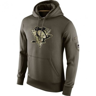 Men's Pittsburgh Penguins Nike Salute To Service KO Performance Hoodie - Olive